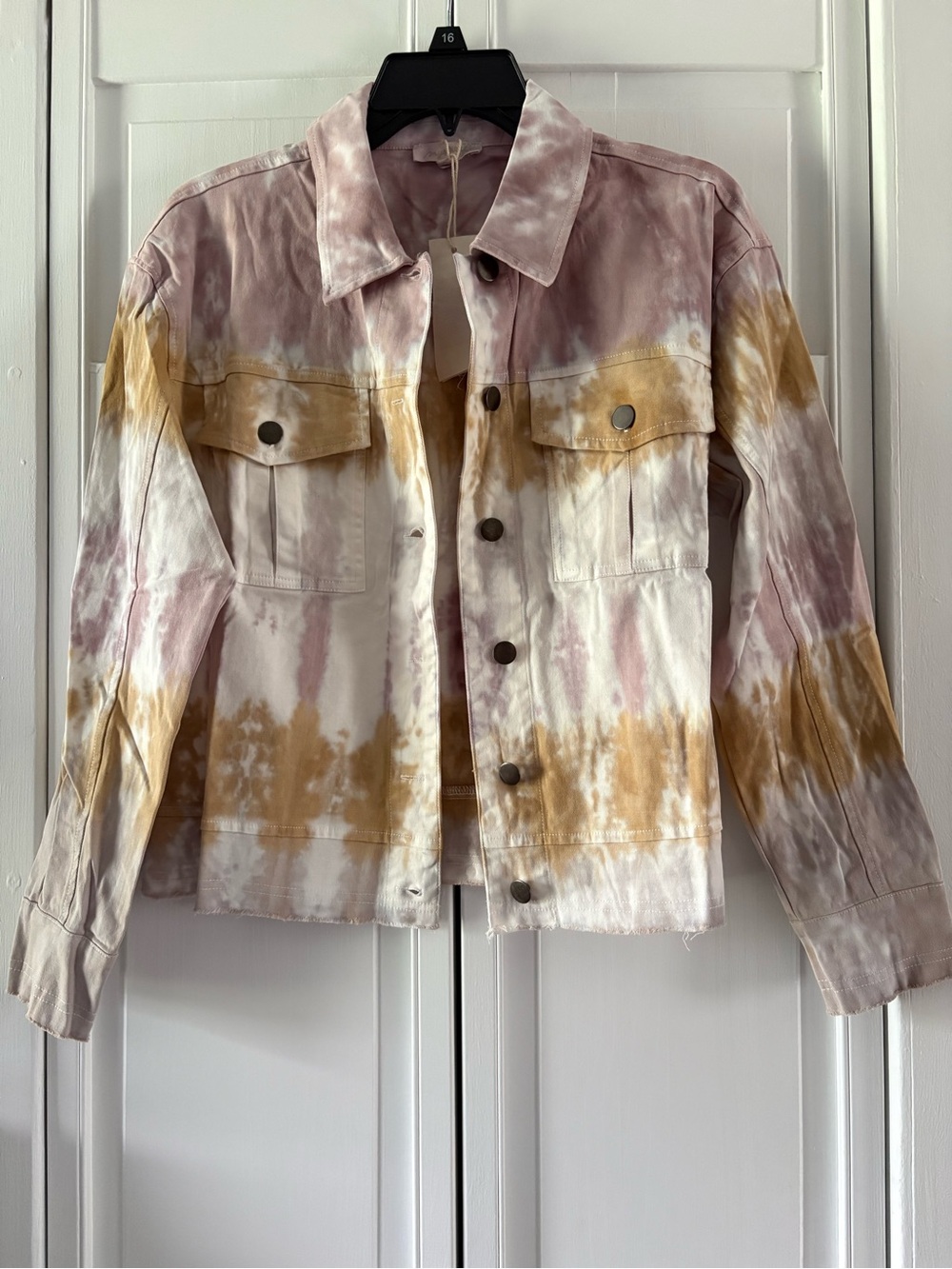 Mystree Tie-Dye Jean Jacket in Pink & Mustard